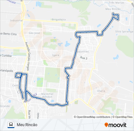 Mapa da linha 5114 MEU RINCÃO / L3 / HÉRCULES de ônibus