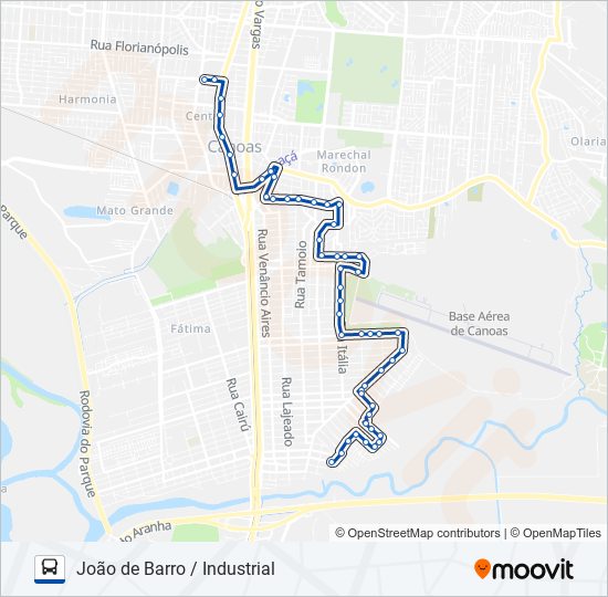 Mapa da linha 5406 JOÃO DE BARRO / INDUSTRIAL de ônibus