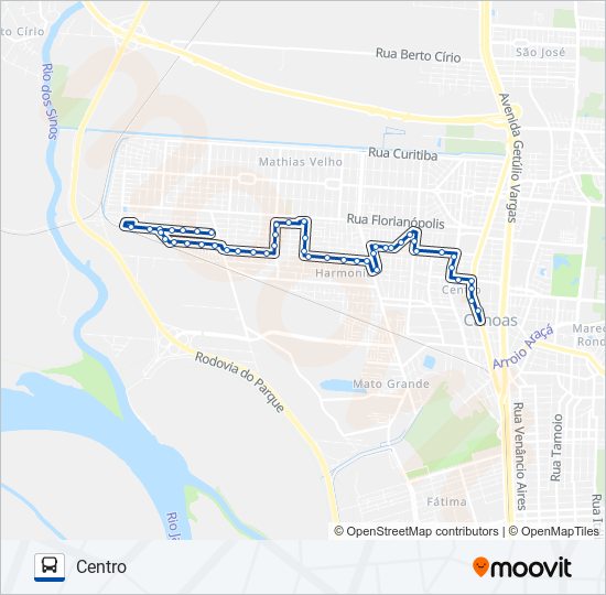 Mapa da linha 5004 PORTO BELO - SANTO OPERÁRIO de ônibus