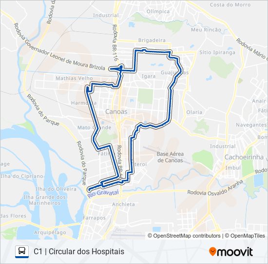 Mapa de 5202 C1 | CIRCULAR DOS HOSPITAIS de autobús