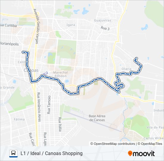 Mapa de 5107 L1 / IDEAL / CANOAS SHOPPING de autobús