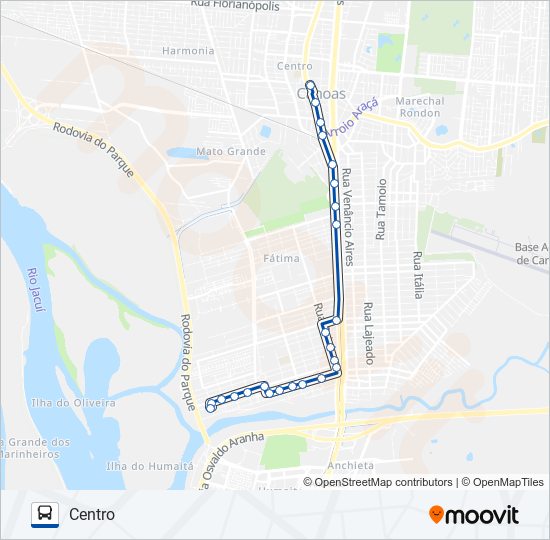 Mapa da linha 5227 RIO BRANCO / ESTAÇÃO NITERÓI de ônibus