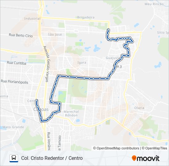 Mapa da linha 5111 L3 / BOQUEIRÃO VIA COL. CRISTO de ônibus
