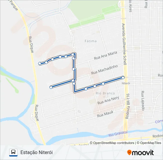 5231 PRATA / MACHADINHO / EST. NITERÓI Bus Line Map