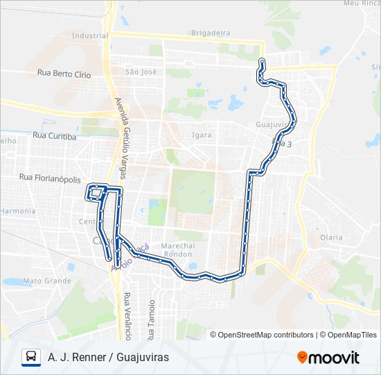 Mapa da linha 5110 L3 / A. J. RENNER / CANOAS SHOPPING de ônibus