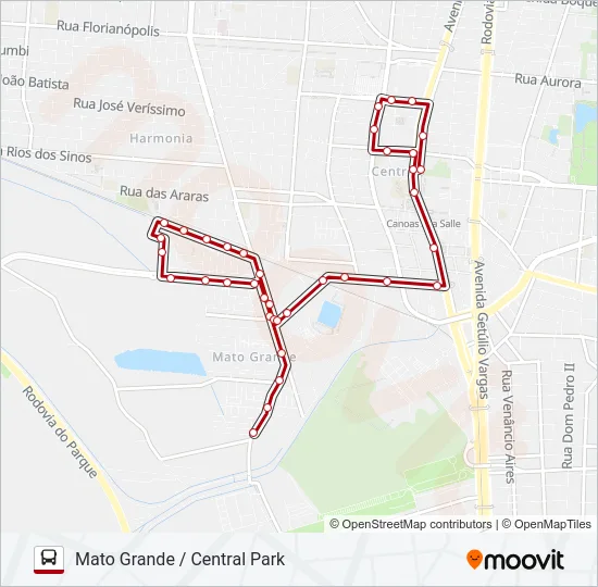 5301 MATO GRANDE / CENTRAL PARK - SELETIVO Bus Line Map