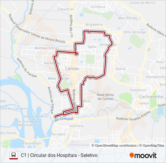 Mapa da linha 5333 C1 | CIRCULAR DOS HOSPITAIS - SELETIVO de ônibus
