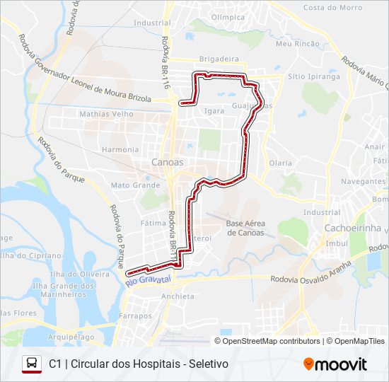 Mapa da linha 5335 C1 | CIRCULAR DOS HOSPITAIS - SELETIVO de ônibus