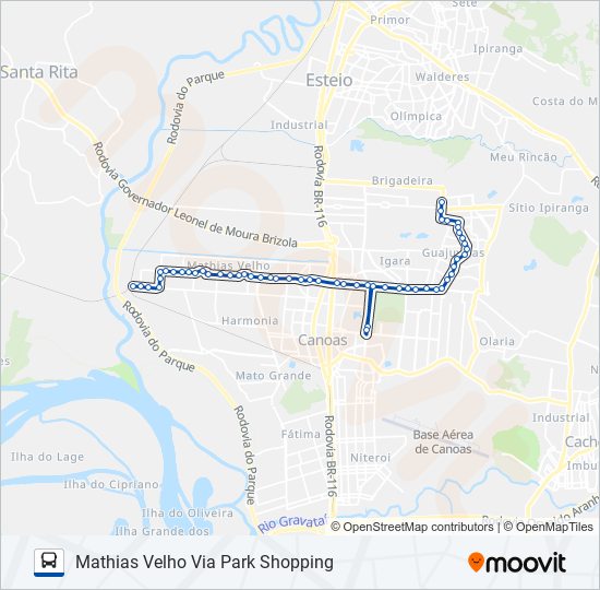 Mapa de 5196 T1 | GUAJUVIRAS / MATHIAS VELHO VIA BOQUEIRÃO de autobús