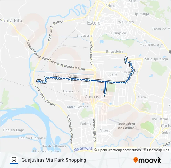 5196 T1 | GUAJUVIRAS / MATHIAS VELHO VIA BOQUEIRÃO Bus Line Map