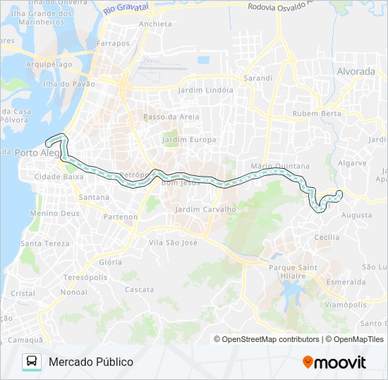 Mapa da linha L490 JARI VIA PROTÁSIO ALVES de ônibus