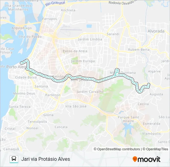 L490 JARI VIA PROTÁSIO ALVES Bus Line Map