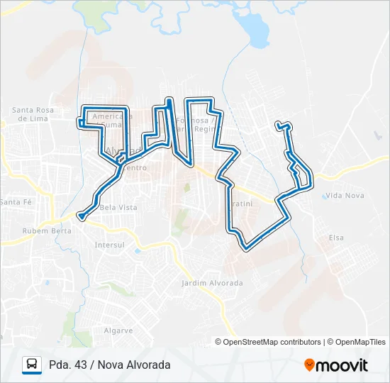 C102 FIGUEIRA / SALOMÉ / N. AMERICANA / AMERICANA / PDA. 43 Bus Line Map