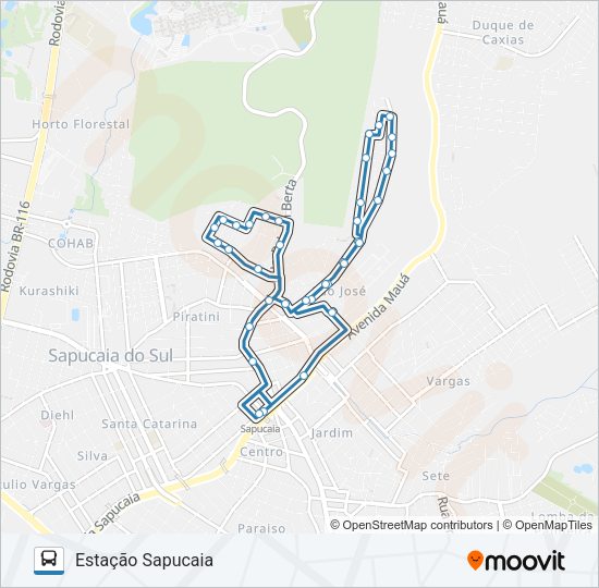 Mapa da linha L12 SIAL de ônibus