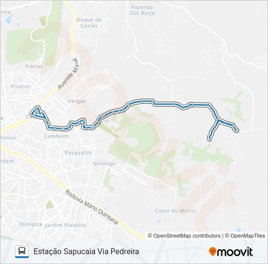 Mapa da linha L02 MORRO de ônibus