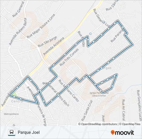 Mapa da linha L13 PARQUE JOEL de ônibus