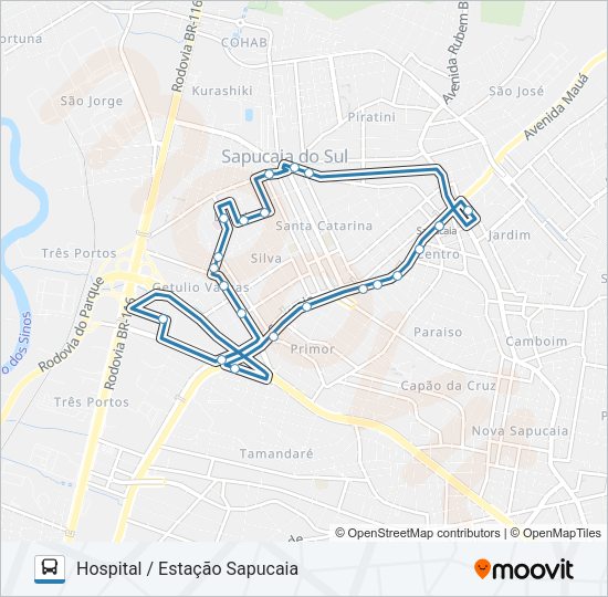 Mapa da linha L15 TRÊS PORTOS de ônibus