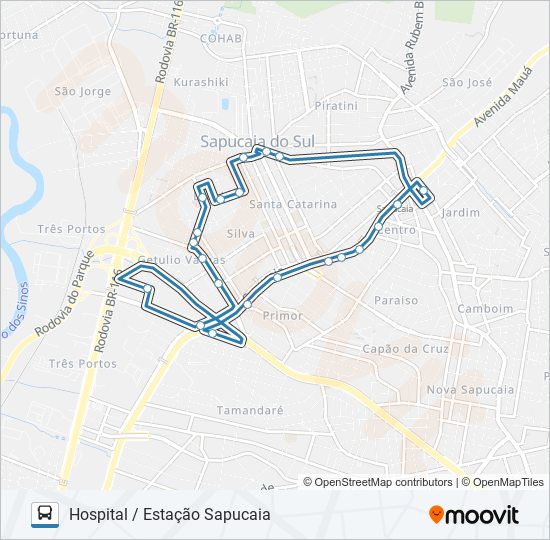 Mapa da linha L15 TRÊS PORTOS de ônibus