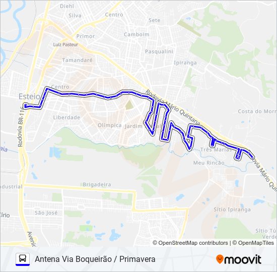 Mapa da linha L4 ANTENA de ônibus