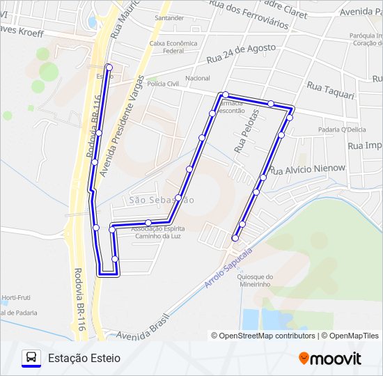 Mapa da linha MORADA CENTRO de ônibus
