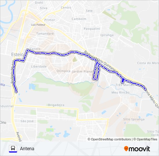 Mapa da linha R006 ANTENA / PETROBRAS de ônibus
