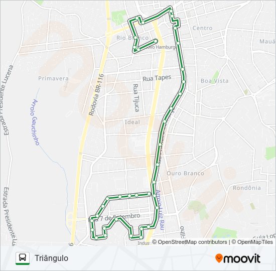 Mapa da linha 102 LIBERDADE de 