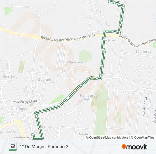 Mapa da linha 117 REDENTORA de ônibus