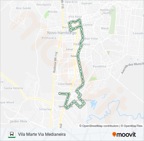 Mapa da linha 126 VILA MARTE de 