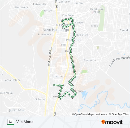 Mapa da linha 126 VILA MARTE de 