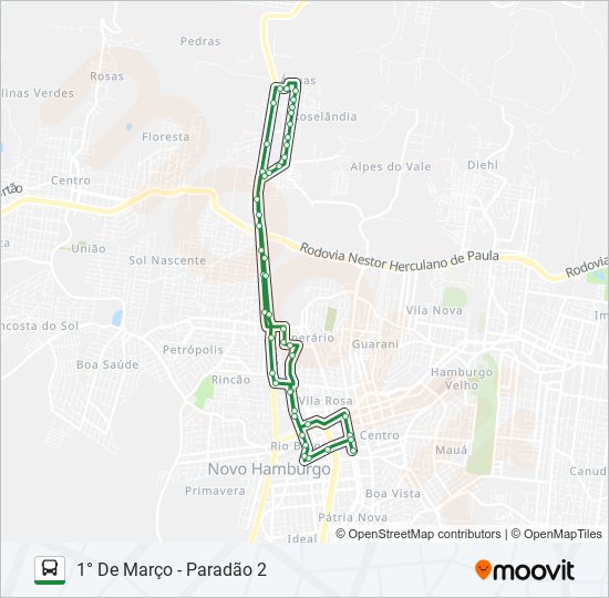 Mapa da linha 014 RINCÃO ROSELÂNDIA de 