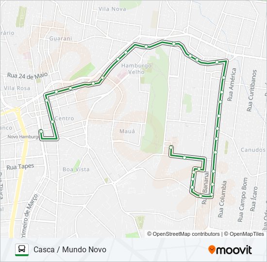 Mapa da linha 119 CASCA / MUNDO NOVO de ônibus