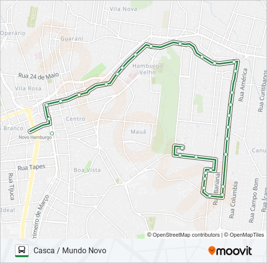 Mapa da linha 119 CASCA / MUNDO NOVO de ônibus