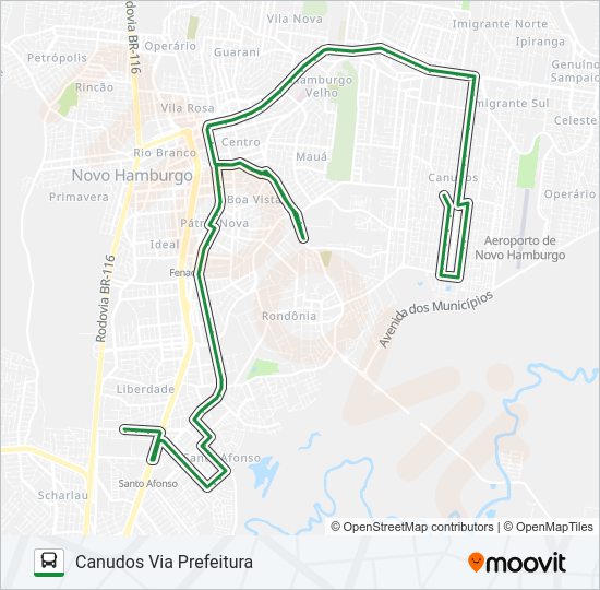 Mapa da linha 107 CANUDOS / VILA MARTE de ônibus