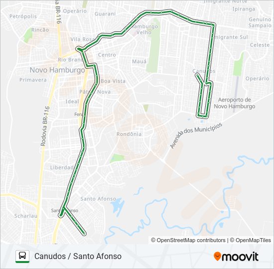 Mapa de 130 CANUDOS / SANTO AFONSO de autobús