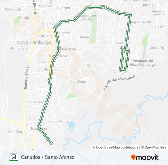 Mapa da linha 130 CANUDOS / SANTO AFONSO de ônibus