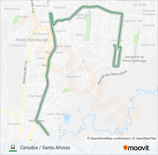 Mapa de 130 CANUDOS / SANTO AFONSO de autobús