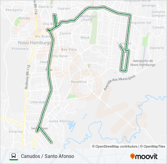 Mapa de 130 CANUDOS / SANTO AFONSO de autobús