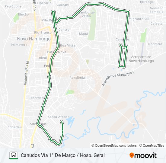 Mapa da linha 130 CANUDOS / SANTO AFONSO de 