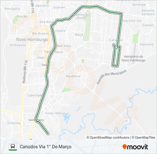 Mapa da linha 130 CANUDOS / SANTO AFONSO de 
