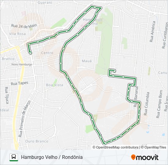 Mapa da linha 118 RONDÔNIA / HAMBURGO VELHO de 