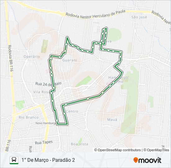 Mapa da linha 018 VILA NOVA / HOSPITAL GERAL de ônibus