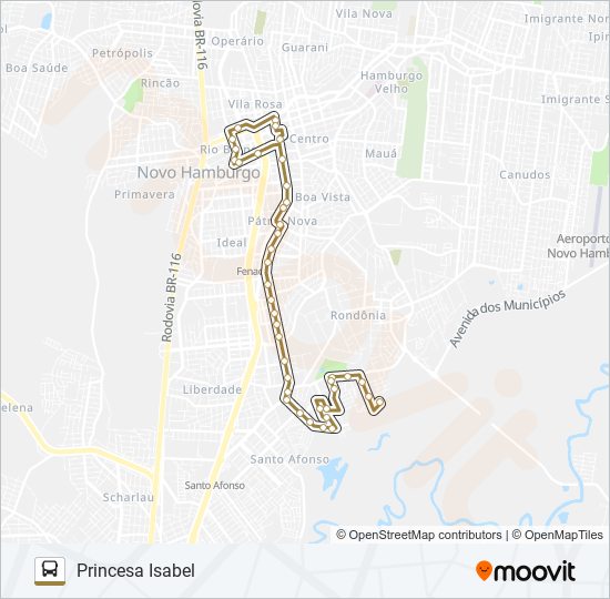 Mapa da linha PRINCESA ISABEL de ônibus