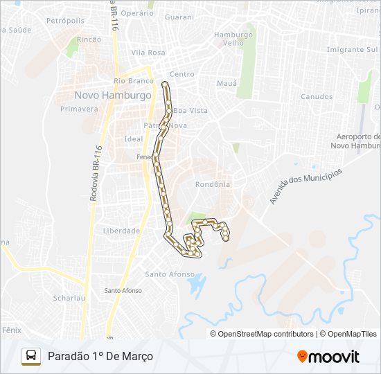 Mapa da linha PRINCESA ISABEL de ônibus