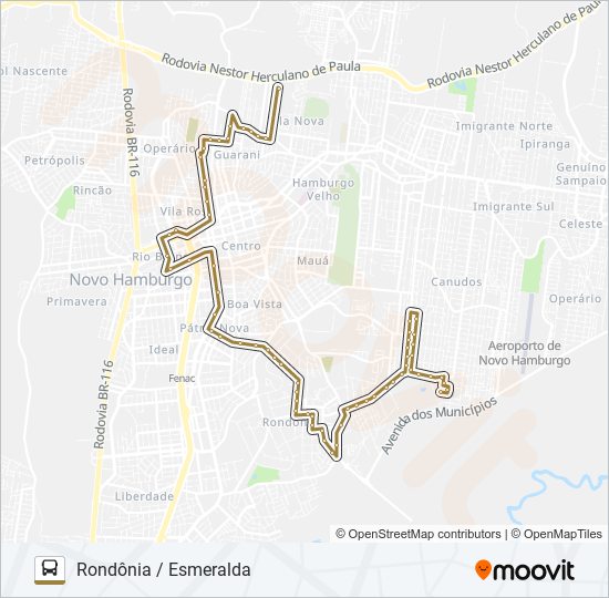 Mapa da linha 065 RONDÔNIA / ESMERALDA de ônibus