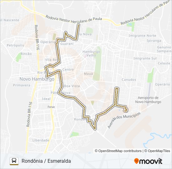 Mapa da linha 065 RONDÔNIA / ESMERALDA de ônibus