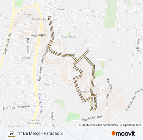 Mapa da linha 062 TRENZINHO / TRAVESSÃO de ônibus