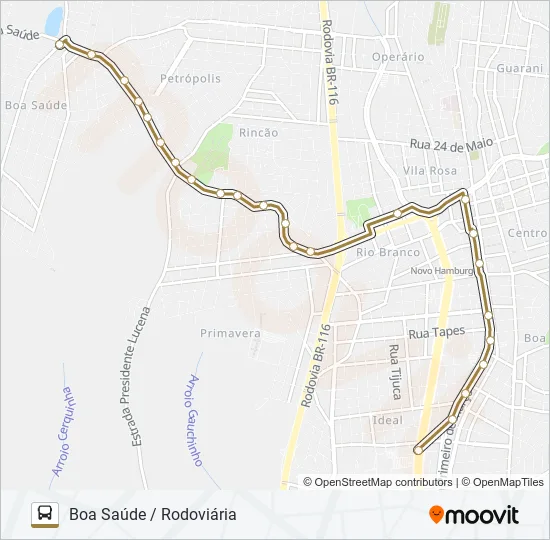 070 BOA SAÚDE / RODOVIÁRIA Bus Line Map