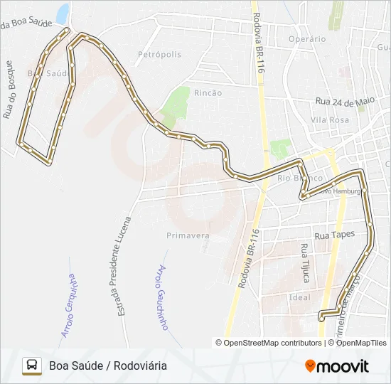 070 BOA SAÚDE / RODOVIÁRIA Bus Line Map