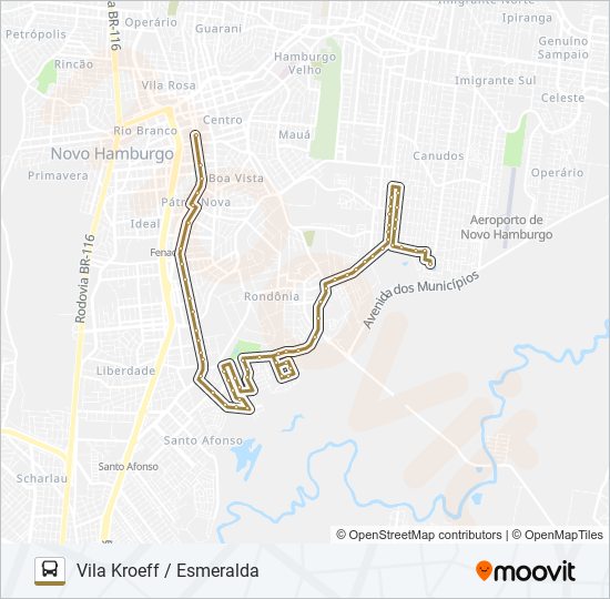 Mapa da linha 066 VILA KROEFF / ESMERALDA de ônibus