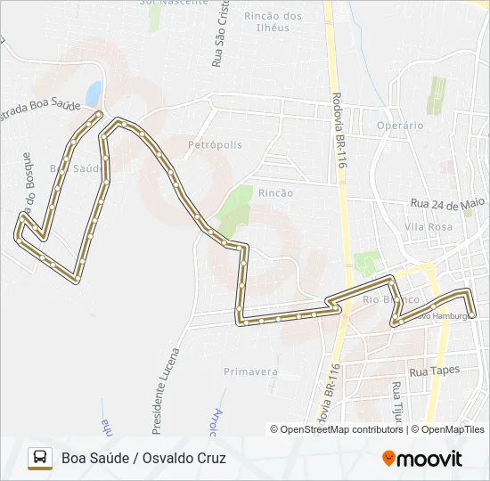053 BOA SAÚDE / OSVALDO CRUZ Bus Line Map